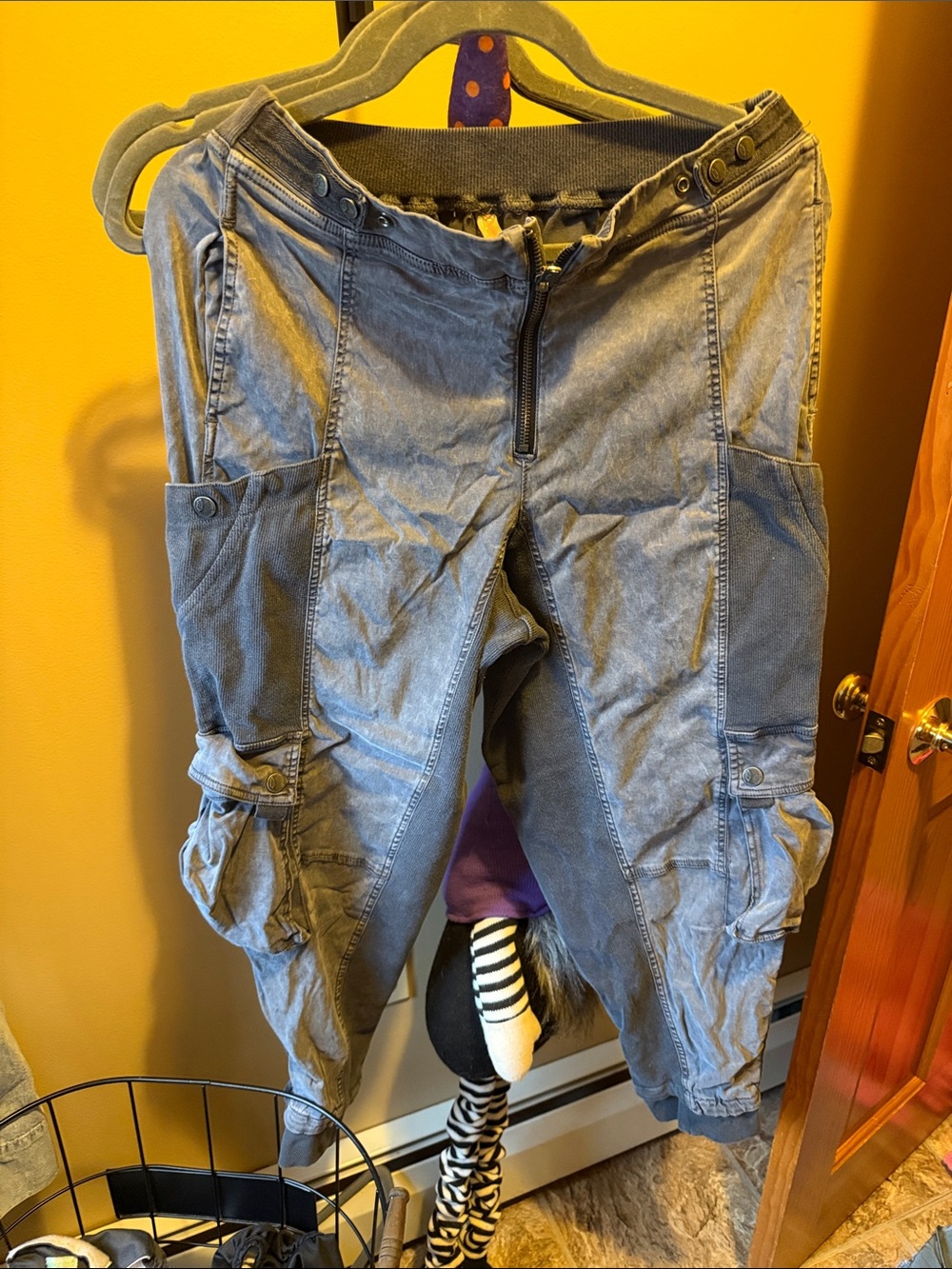 FP Movement by Free People Washed Gray Utility Cargo Jumpsuit Pants